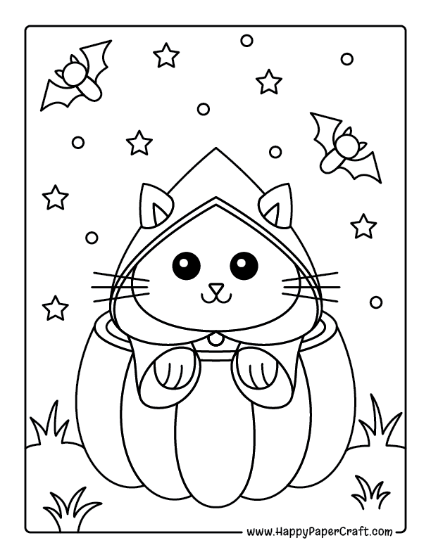 Halloween Cat Coloring Page