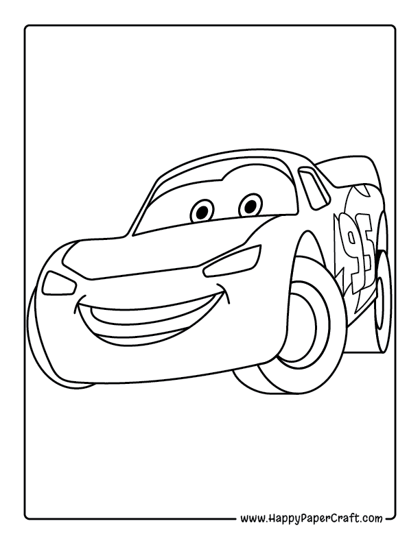 Happy Lightning McQueen Color Page