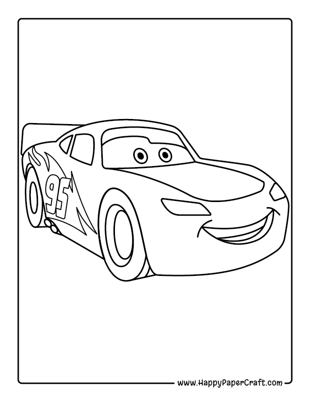 Smilling Lightning McQueen Color Page