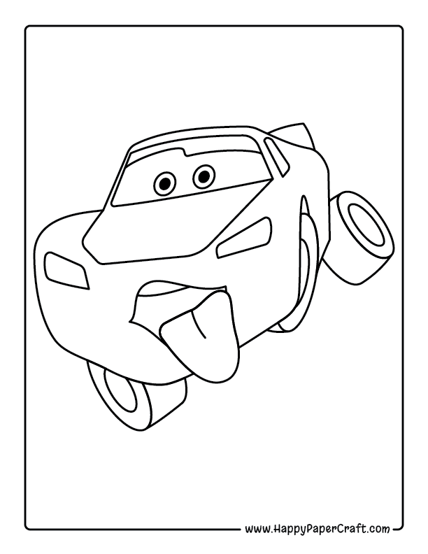 Tongue Out Lightning McQueen Color Page